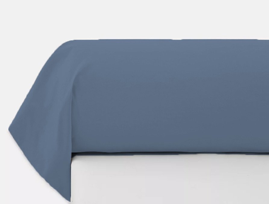 Taie de traversin 230X43cm uni pur coton ALTO bleu Belle ile